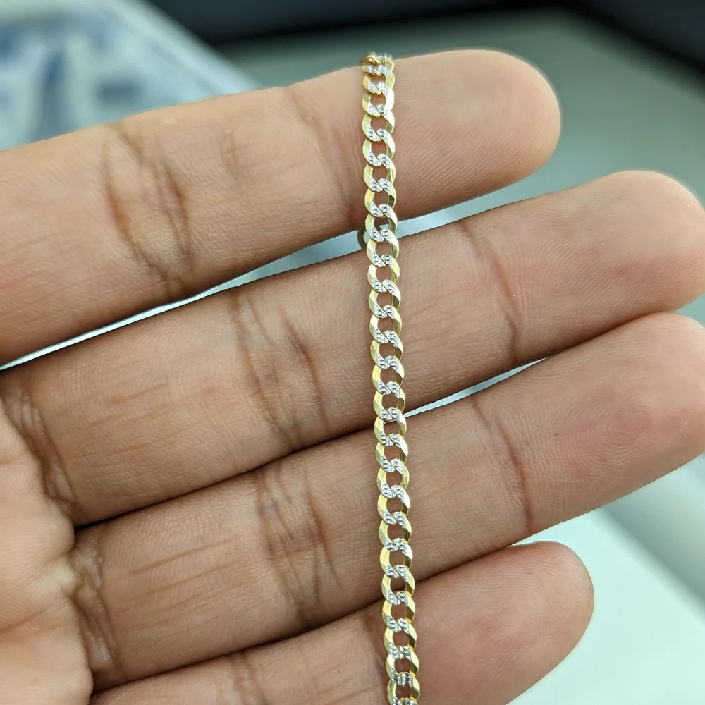 10kt Real Solid Gold Cuban Diamond Cut Chain 3.6mm 22 inch - Picture 9 of 12